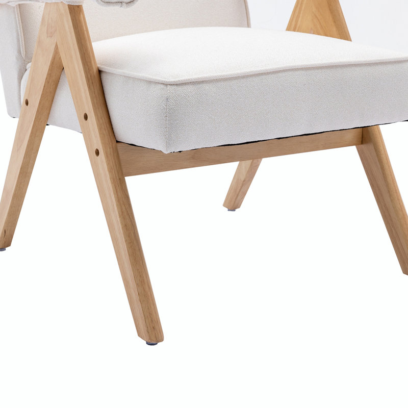 Fauteuil de 26,4 pouces de large avec accoudoirs et pieds en bois massif Swante, Beige Linen
