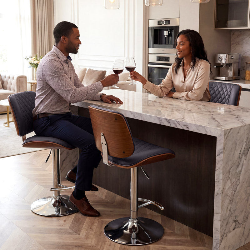 Ensemble de 3 tabourets de bar Modern, Brun, 3