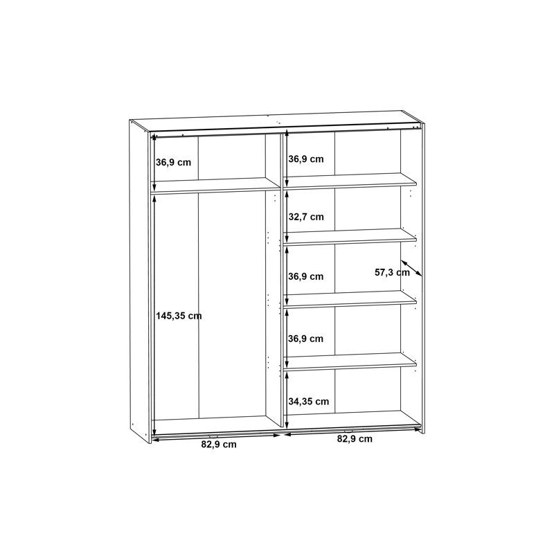 Alfaro 2 Door Manufactured Wood Wardrobe, Plain Grey