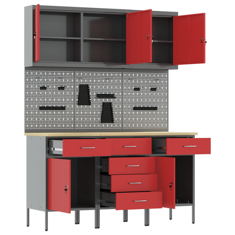 Work Cabinet with Drawer, Red