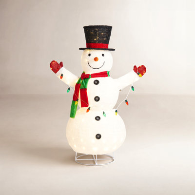 Lighted Foldable Fabric Snowman Outdoor Decor