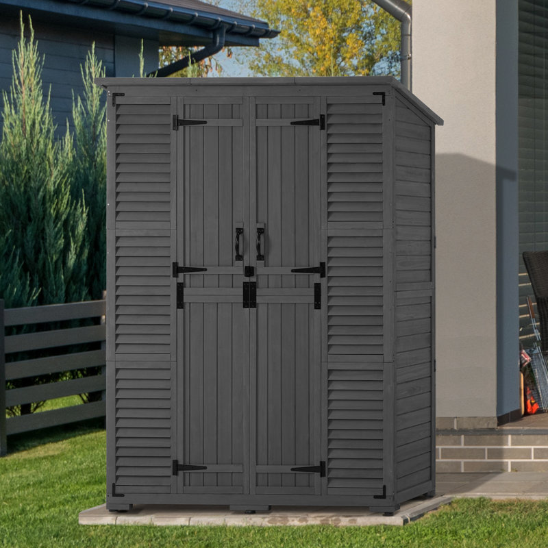 Remise de rangement extérieure l 5 pi x P 2 pi avec portes à double verrouillage et toit en asphalte imperméable, Gris