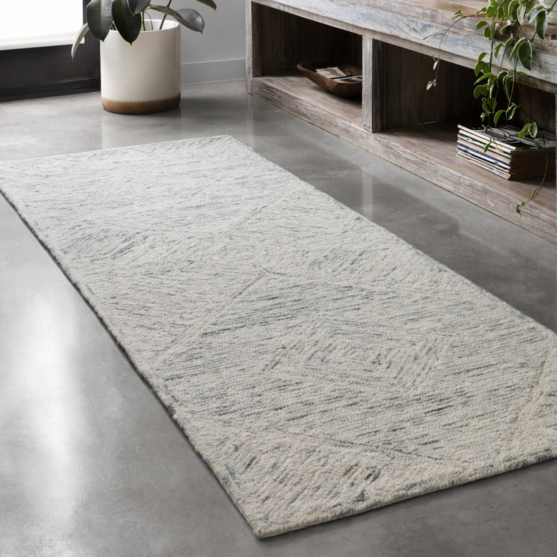 Tapis beige en laine touffeté à la main Yancheva, Carré 1 pi 6 po x 1 pi 6 po