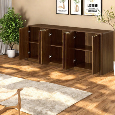 Grands buffets et buffets de rangement, armoire ondulée moderne en MDF de 67 pouces