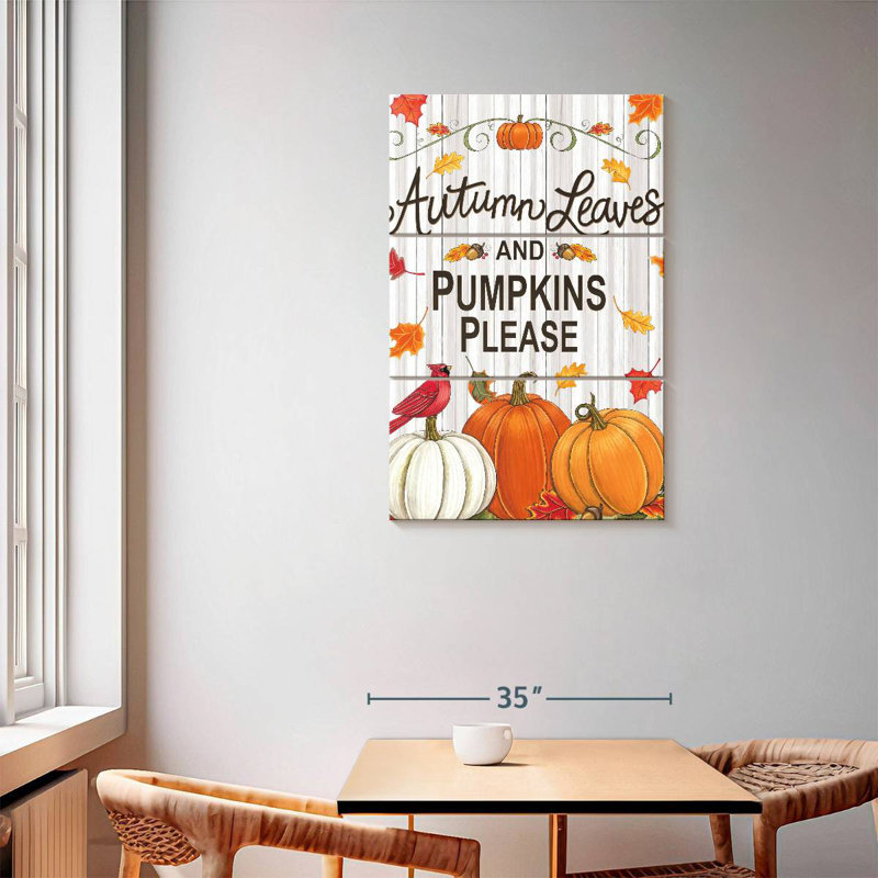 Yarlin Rustic Autumn Leaves And Pumpkins Please, 57" H x 36" W