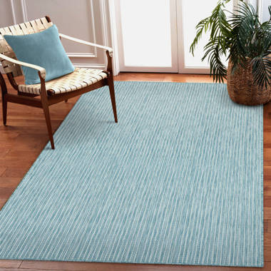 Foss Abstract Indoor/Outdoor 6 X 8 (ft) Blue/White Indoor/Outdoor Abstract  Area Rug in the Rugs department at