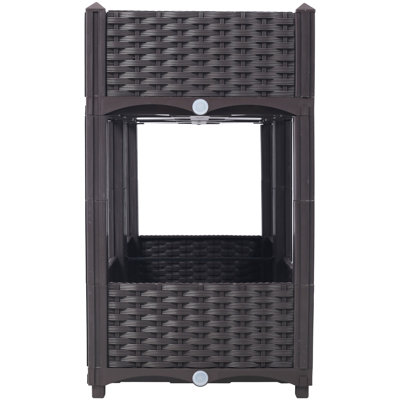 Lit pour jardin surélevé pour l'extérieur - 31,5 po x 15,7 po x 27,7 po, polypropylène brun avec drainage pour légumes, fleurs et bac à fleurs