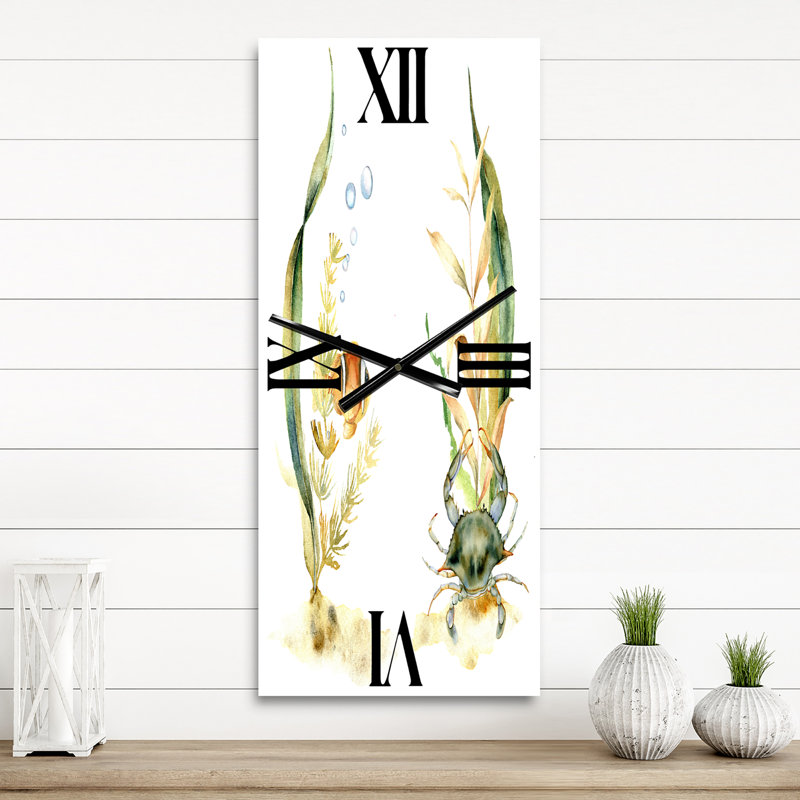 Horloge murale poisson tropical avec algues et bulles d'air, Grand