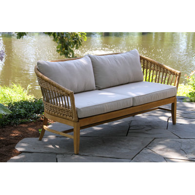 Dunkirk 69'' High-Density Polyethylene (HDPE) Wicker Outdoor Patio Sofa with Sunbrella® Cushions