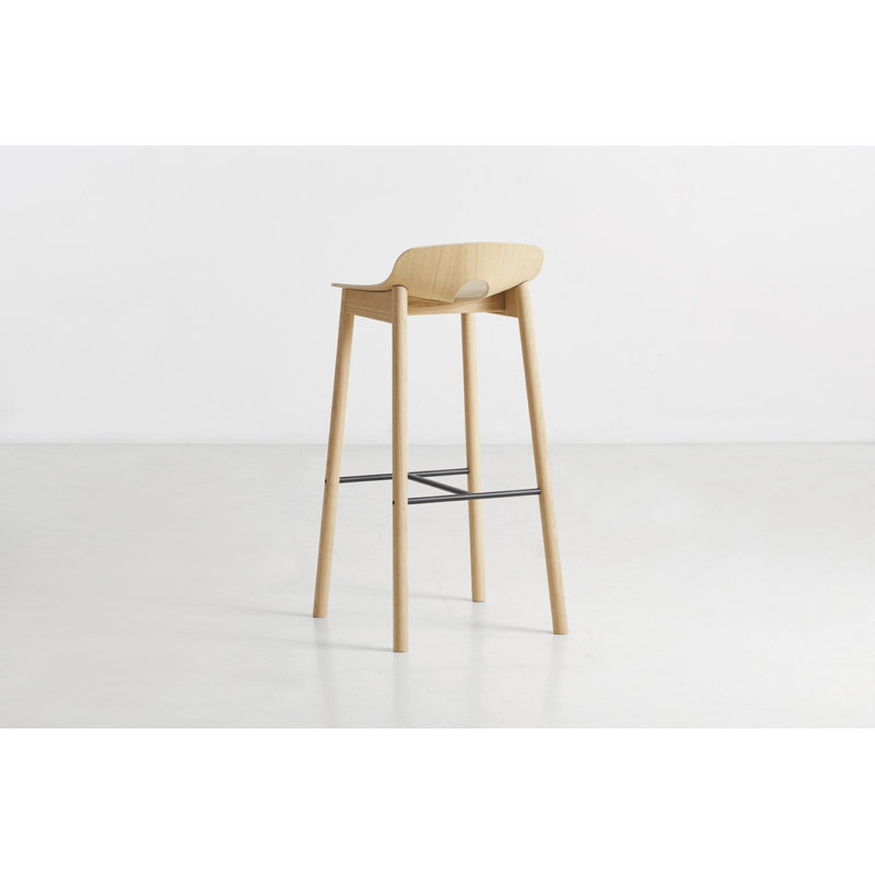 Mono Bar Stool, Counter Stool (25.59'' Seat Height), Oak/Black