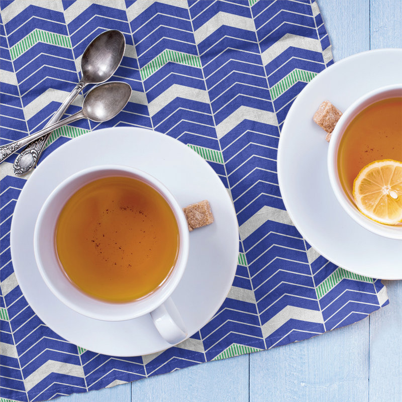 Stephenie Tea Towel Kitchen Towel, Royal Blue/Green, Cotton Twill