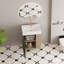 Meuble-lavabo à tablettes ouvertes avec lavabo en céramique et porte à fermeture en douceur, armoire de rangement à tablettes ouvertes sur le côté droit, assemblage requis-260349934