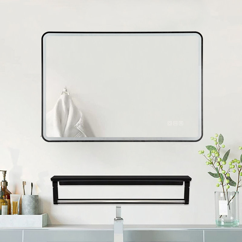 Miroir de salle de bain à DEL avec lumières, miroir intelligent Bluetooth à température de couleur réglable, miroir de meuble-lavabo avant antibuée pour fixation murale