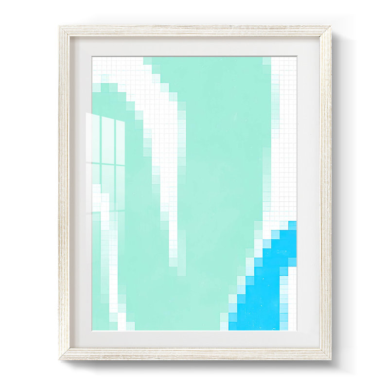 Pixel Leaves V -Framed Print, 19.5" H x 16.5" W, White