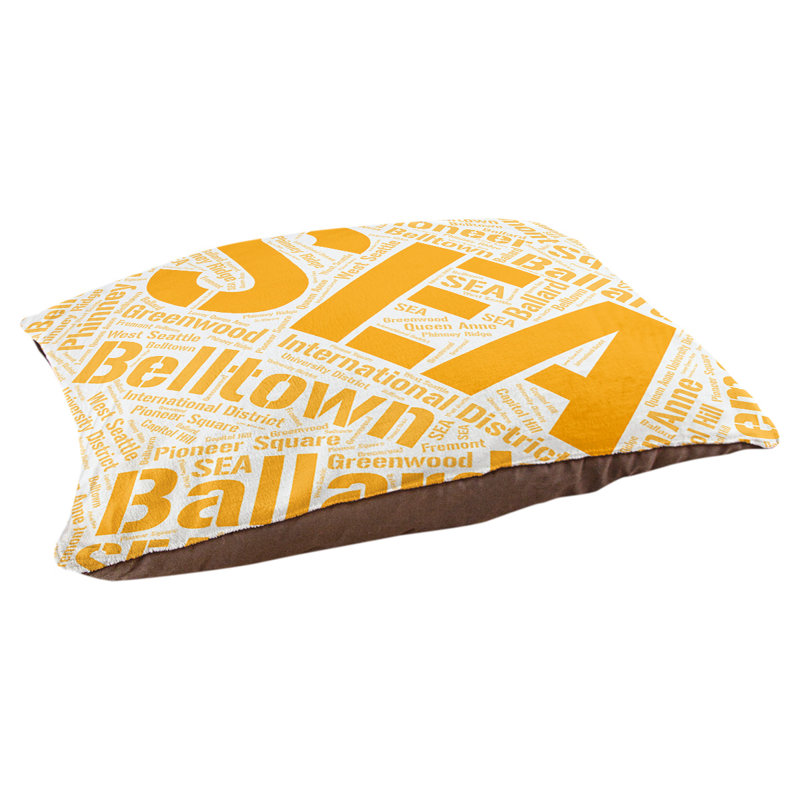 Coussin de chien « districts », Seattle, Grand (l 40 po x P 30 po x H 14 po), Orange
