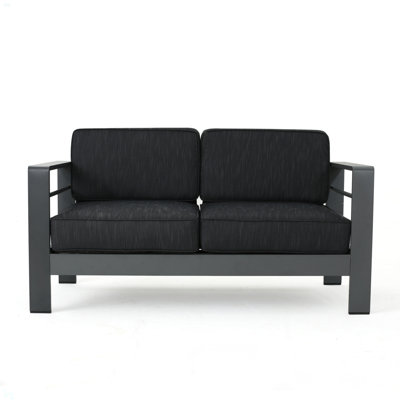 Cape Coral KD Loveseat Grey With Aluminum Frame, Weather-Resistant Design For Outdoor Comfort And Style