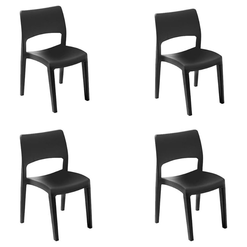 Crompond Stacking Patio Dining Armchair, Black