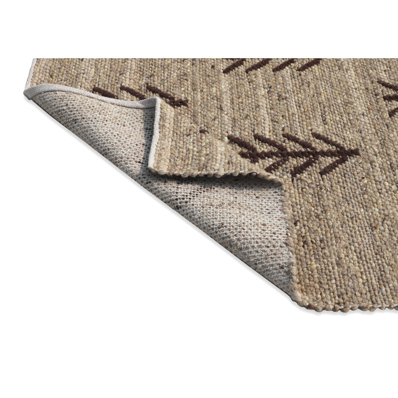 Swirl Moroccan Handmade Brown with Tribal Trees Kilim Wool Area Rug By Tufty Home, Square 6'