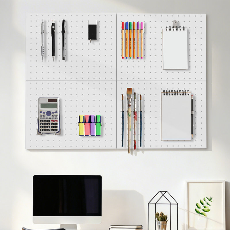 4pack White Pegboard Panels Metal Tool Organizer for Garage Workshop Kitchen Home Wall Storage