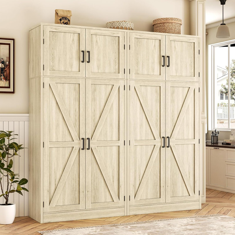 Armoire de rangement l 63 po avec porte et tablettes réglables, Beige