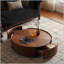 Table basse ronde en noyer avec base en fer-912296026