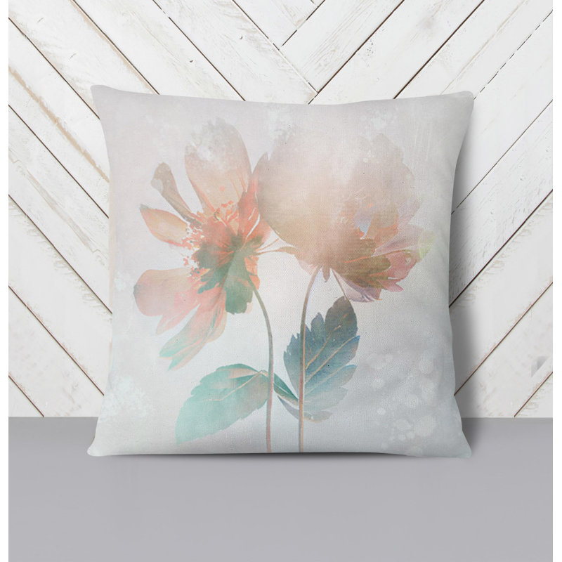 Throw Pillow With Insert, Blue/White Floral 4, 16"H x 16"W