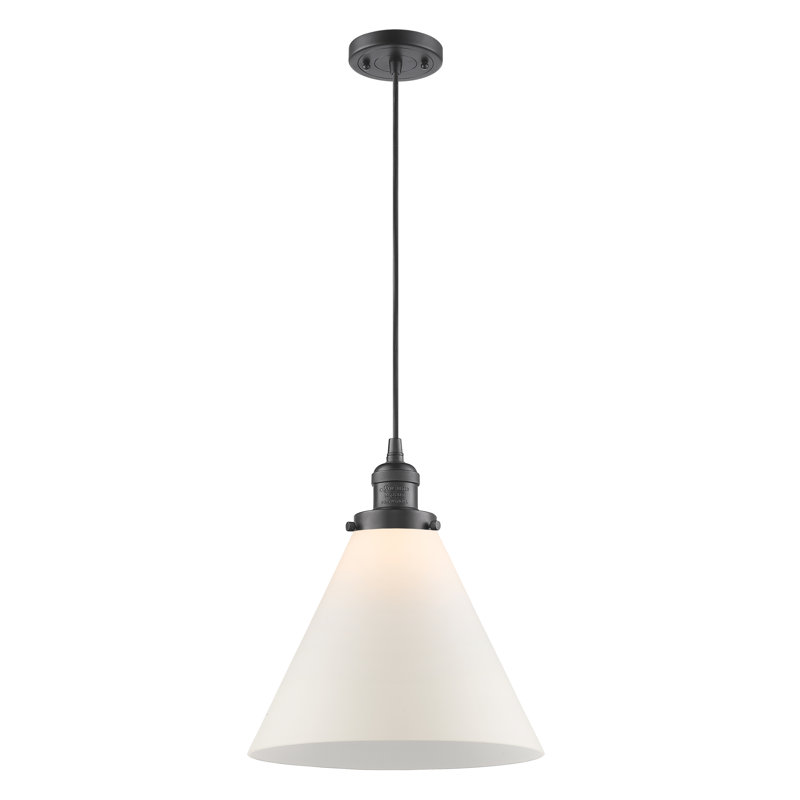 Vistawood 1 - Light Single Pendant, Oil Rubbed Bronze, 14.13" H x 12" W x 12" D, Matte White