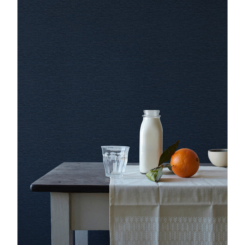 Rouleau de papier peint L 33 pi x l 20,5 po Bernoussi, Bleu marine, Paillé