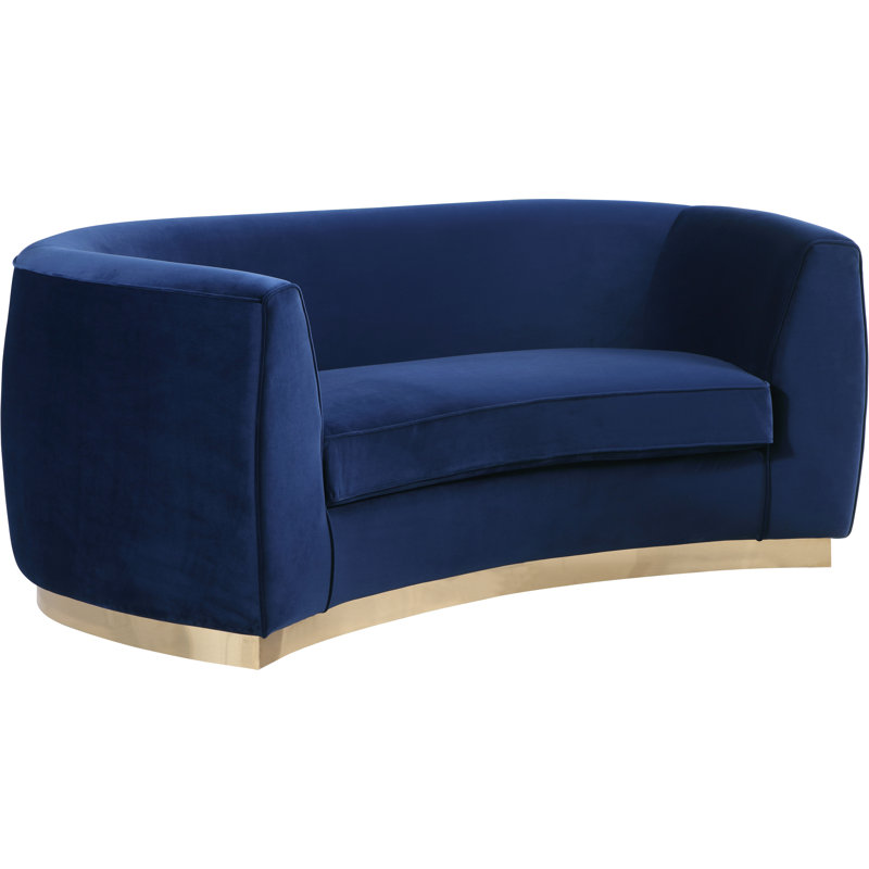 Breccan 70.5'' Velvet Loveseat, Navy Velvet, Gold