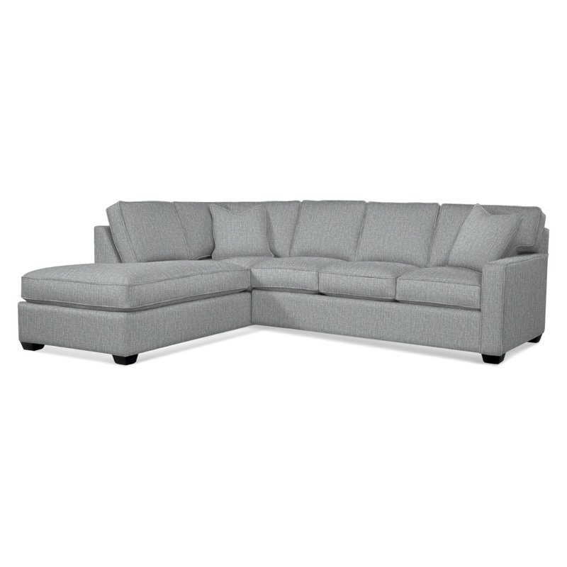 Ellora Upholstered Chaise L-Sectional, Black, Left Hand Facing, Light Blue Performance Fabric; 0851-55