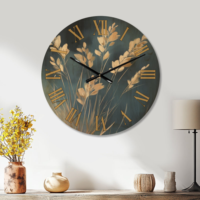 « Ivoire en fleurs au crépuscule » - Horloge murale botanique silencieuse (sans tic-tac), imprimée sur bois, Grand