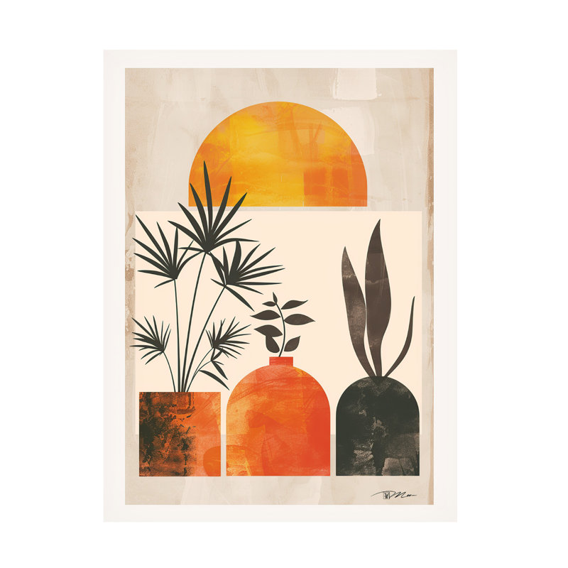 Œuvre d'art sur toile rose Momol, rose, lune, soleil, H 14 po x l 19 po