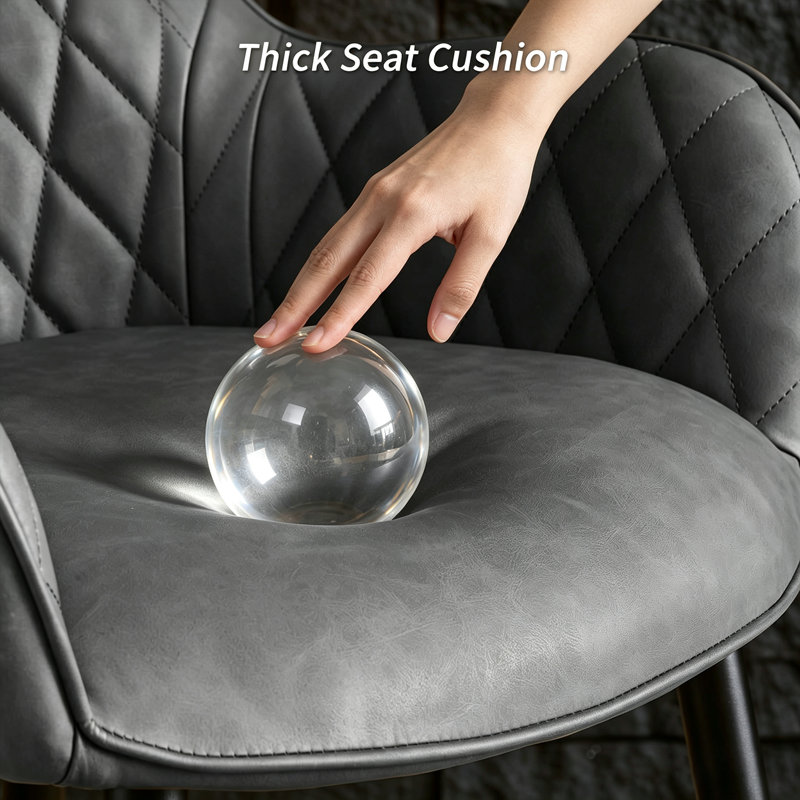 Modern Faux Leather/Suede Diamond Stitching Armchair Dining Chair for Dining Room, Bar, Restaurant, Hotel, Graphite Grey PU