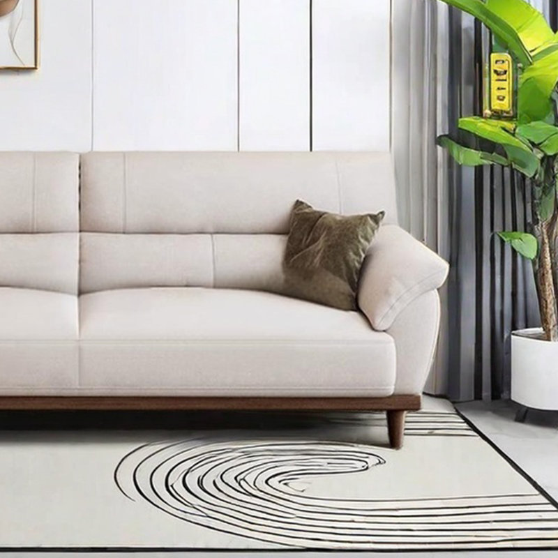 Japanese simple solid wood fabric sofa, 34.25" H x 110.23" W x 35.43" D, 4