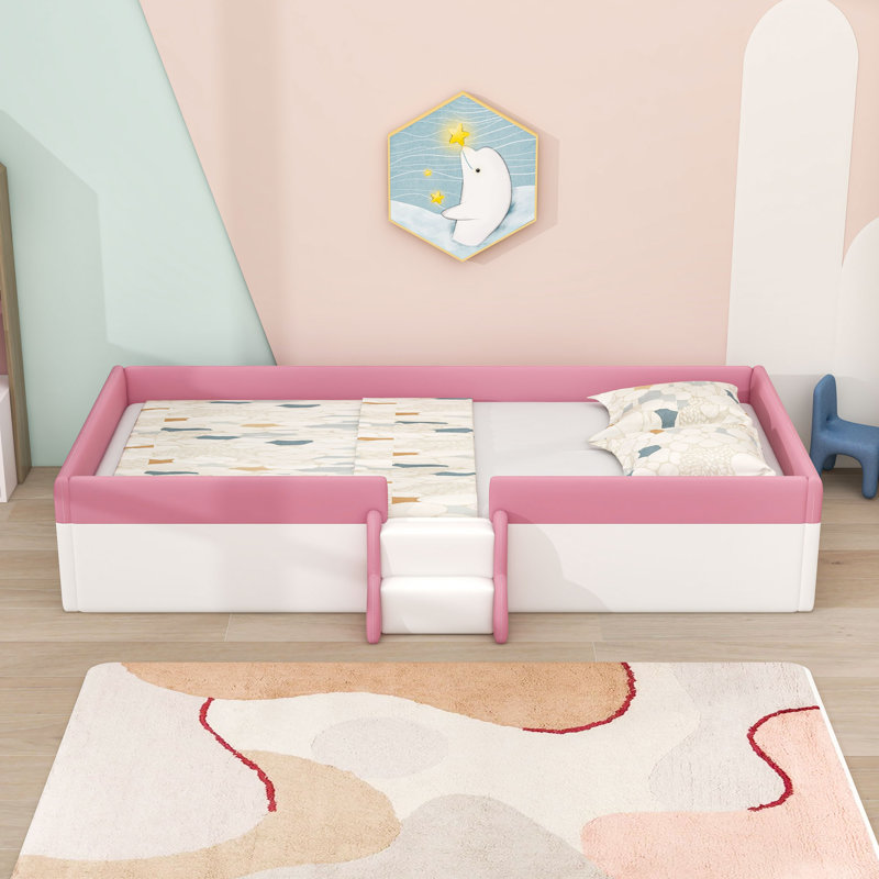 Wooden Upholstered Daybed with Stairs and Slats, Twin