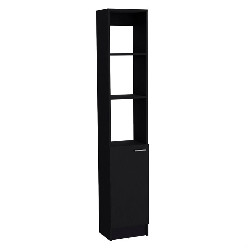 Linen Cabinet, 1 Door, 6 Shelves, Black