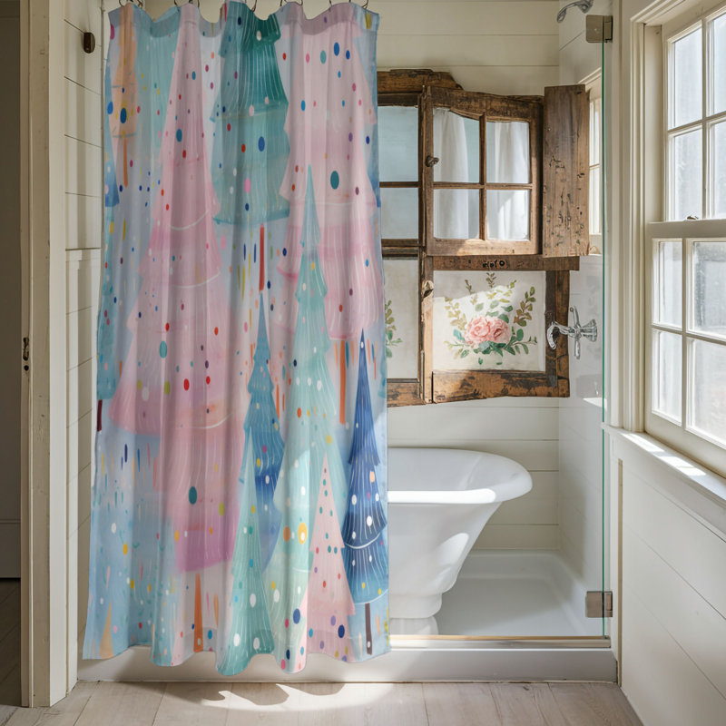 Blue Trees - Rideau de douche Premium, H 74 po x l 71 po