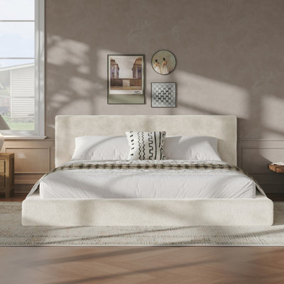 AirFrame King Frameless Bed Surround, 8.7'' Cloud Upholstered sponge cushion, Easy Assembly (Excluding bed frame), Off-white.