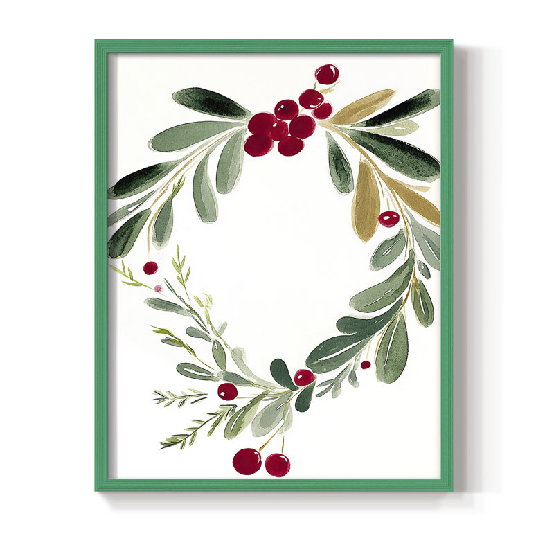 «Christmas Holiday Art DCCXC III», reproduction d'art encadrée - bois massif, H 11 po x l 9 po, Vert