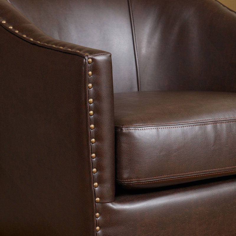 Fauteuil club en cuir reconstitué brun, Brun