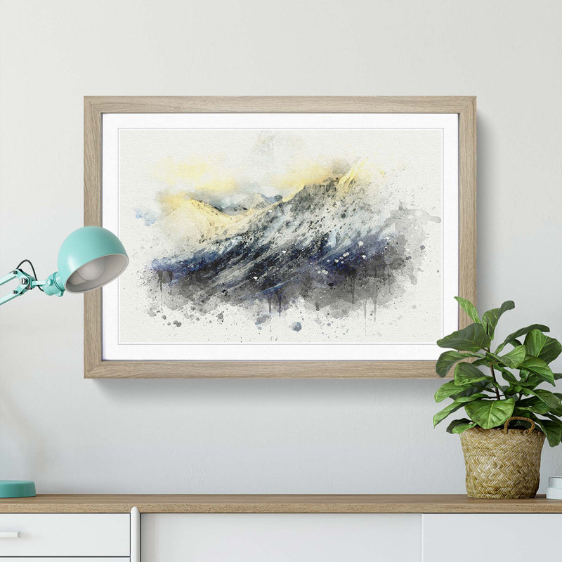 Spiti Valley in the Mountains in Abstract - Framed Print, 27cm H x 36cm W x 2cm D, Oak Framed
