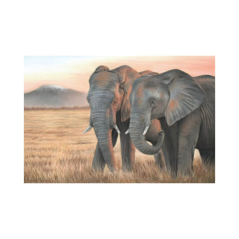 Two Elephants by Richard Macwee - Wrapped Canvas Gallery-Wrapped Canvas Giclée, 66.04 cm H x 45.72 cm W x 3.175 cm D