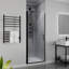 Lance-tout de 29,4 po X 72 po H Porte de douche à charnière demi-cadre en noir mat avec garde en verre trempé