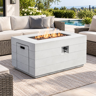 Akeara Rectangle Propane Smokeless Fire Pit Table with Hidden Fuel Tank