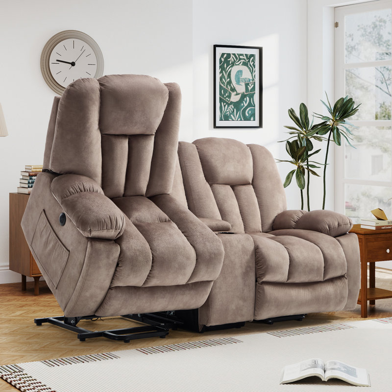 79.13'' Wide Modern Microfiber Power Reclining Loveseat With Lift Assist, Dual Hidden Cup Holders, Storage Console & USB Charging Ports