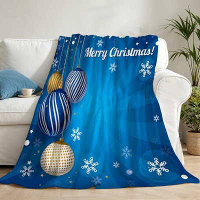Jeté en flanelle bleue ultra douce, imprimé recto Christmas for New Year