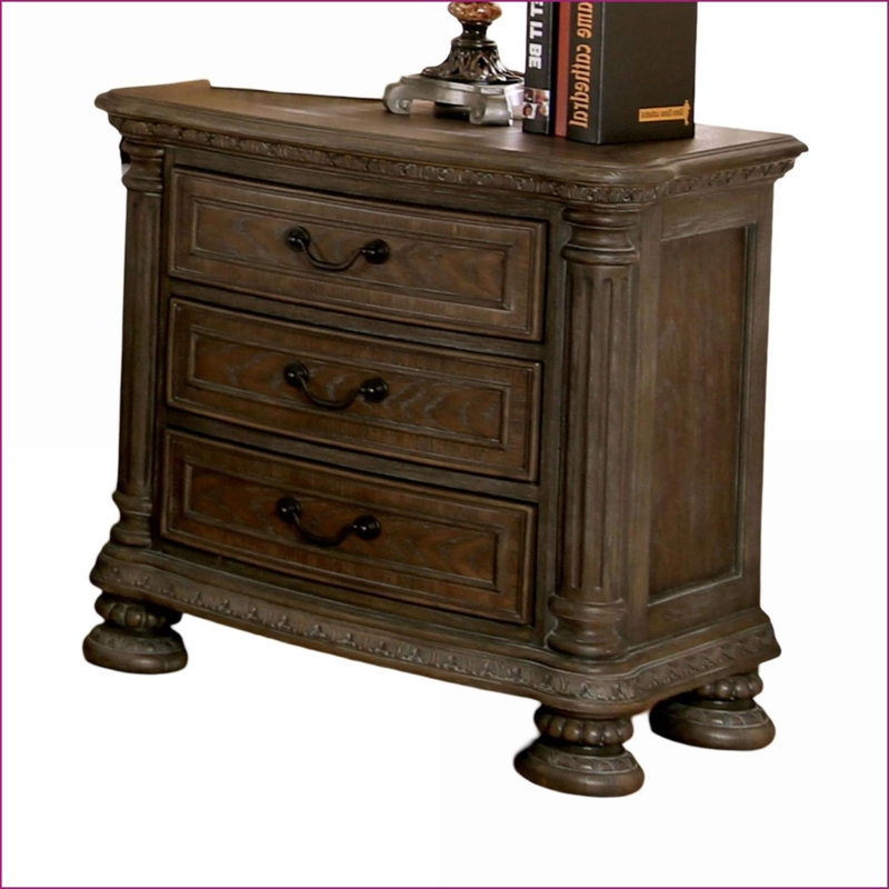 Table de chevet 3 tiroirs Rustic Traditional