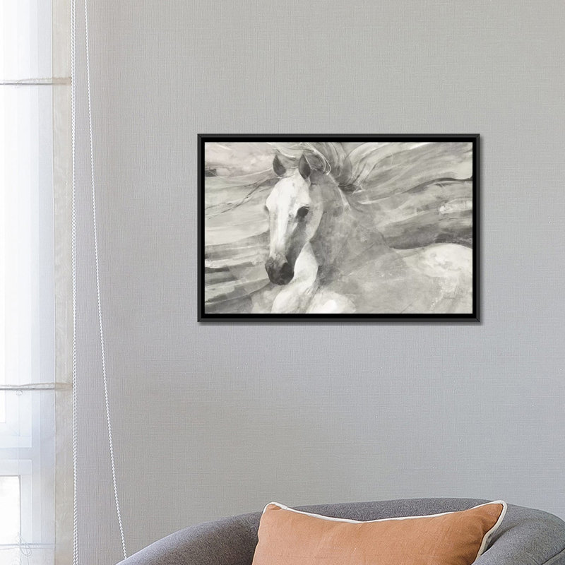 « poseidon neutre », impression sur toile, H 18 po x l 26 po x P 1,5 po, Toile avec cadre noir, Pas de tapis