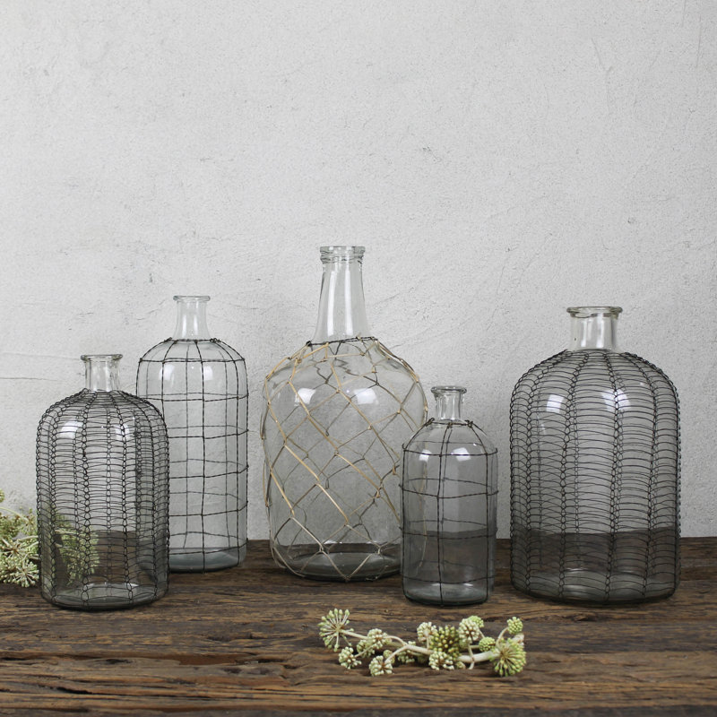 Bouteilles décoratives en verre Anneice, H 13 po x l 5 po x P 5 po