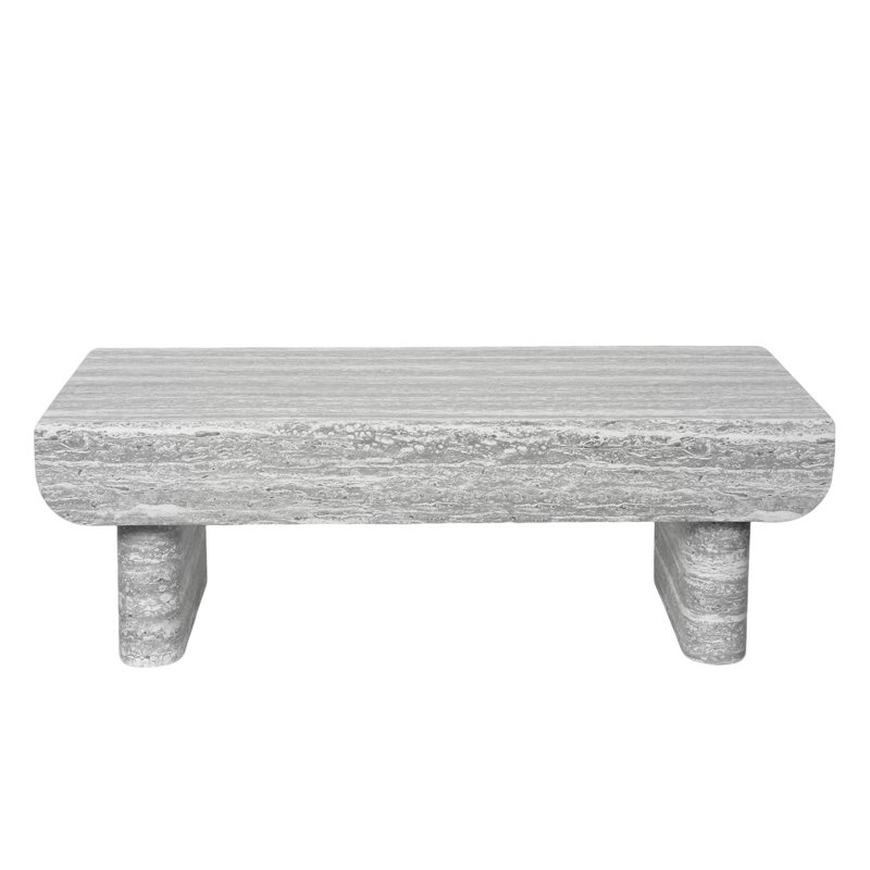 Table basse avec plateau en bois gris, table basse moderne Mid-Century avec tiroir cannelé, table basse de salon